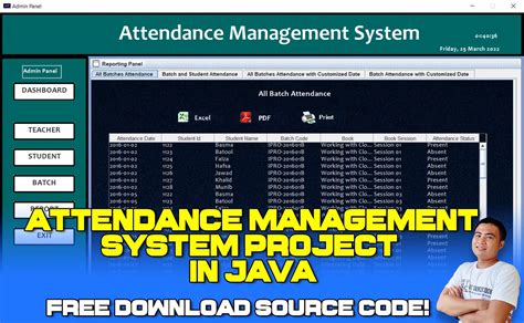 rfid based attendance system source code in java|attendance data management system.